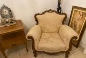 Three piece set comprising of two arm chairs and one sofa in very good to excellent condition.