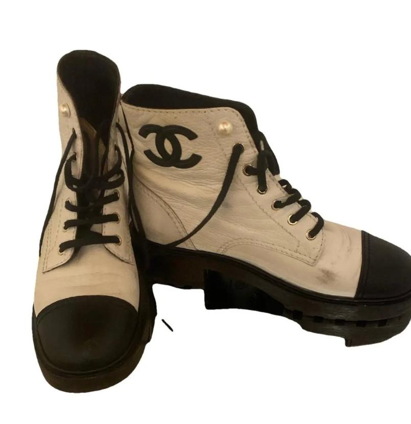 Chanel leather riding boots