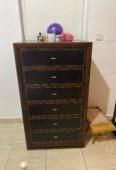 Wood and leather bound chest of drawers for sale in excellent condition.