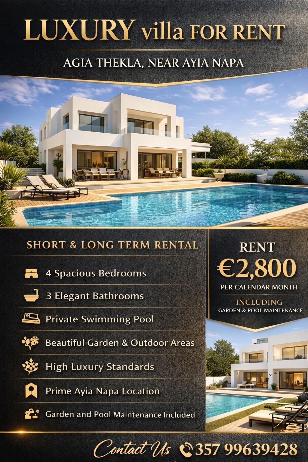 🌟 LUXURY VILLA FOR RENT – Ayia Thekla, Famagousta near Ayia Napa 🌟